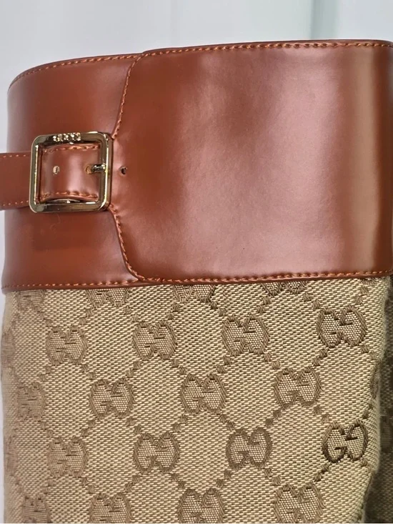 Gucci Ellis GG-Monogram Canvas Knee-High Boots - Picture 11 of 14
